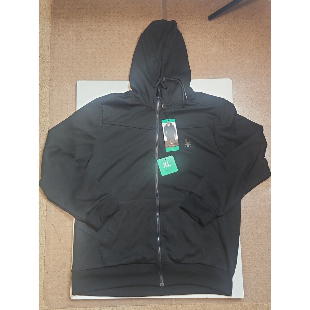 Spyder Black Full Zip Up Soft Hoodie Jacket Athletic Comfortable Size XL NWT
